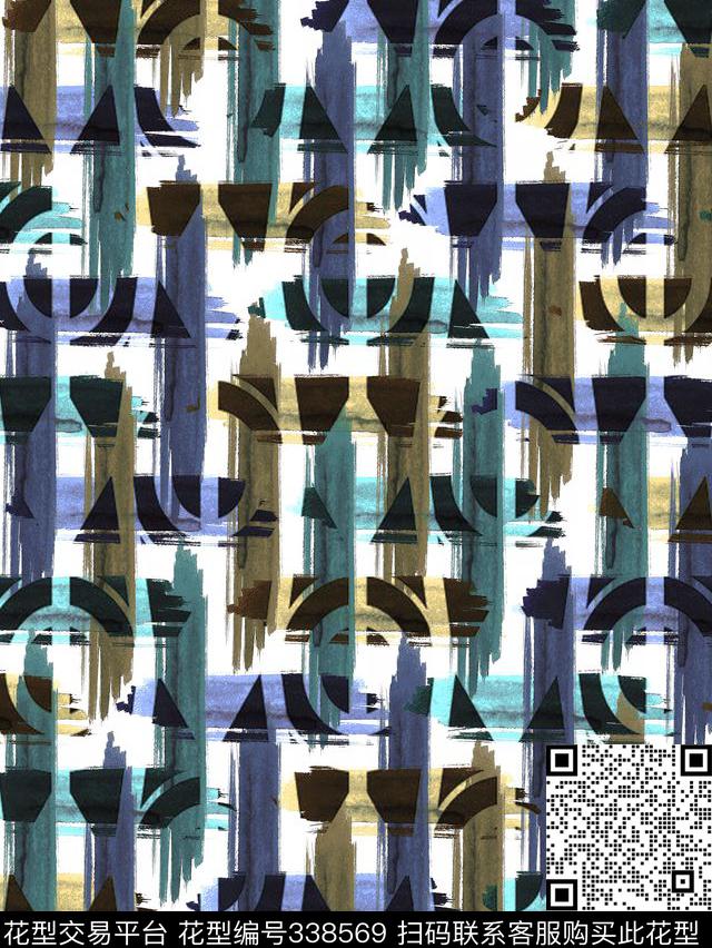 抽象几何格子传统印花华亿平台下载（图片编号: 338569） - 瓦栏（Walan）