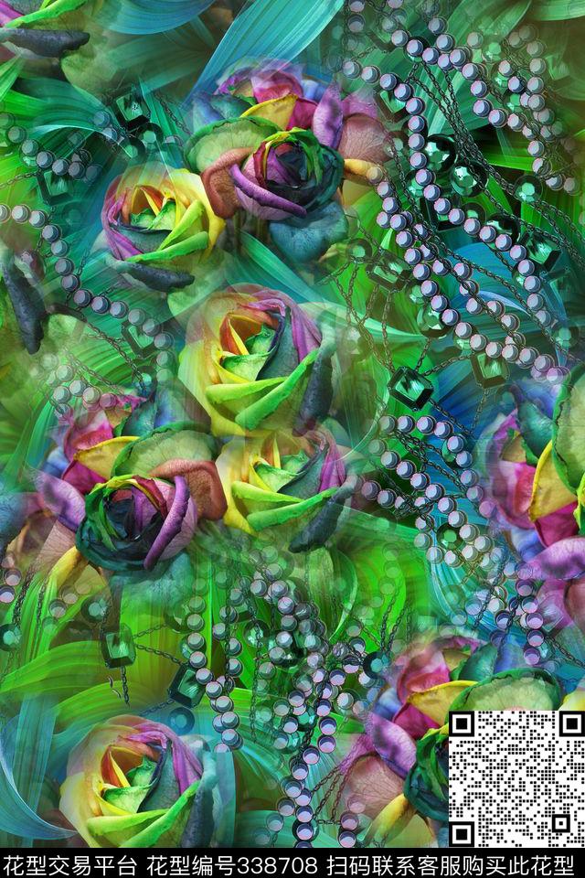 花卉水果、叶子珠宝、配饰数码印花华亿平台下载（图片编号: 338708） - 瓦栏（Walan）