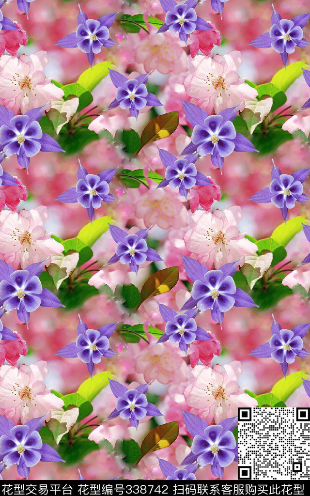 花卉植物数码印花华亿平台下载（图片编号: 338742） - 瓦栏（Walan）