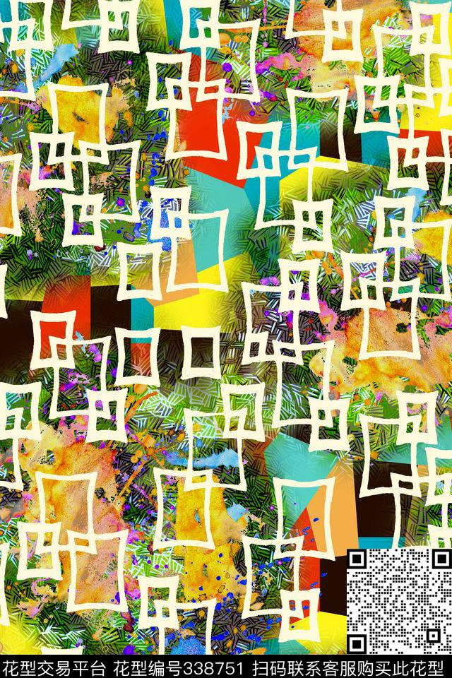 抽象数码印花华亿平台下载（图片编号: 338751） - 瓦栏（Walan）