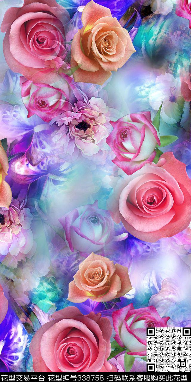 花卉数码印花华亿平台下载（图片编号: 338758） - 瓦栏（Walan）