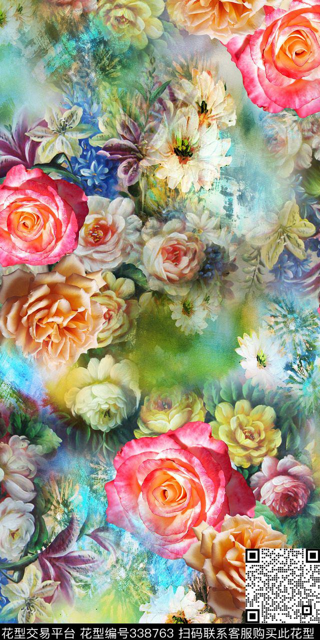 花卉数码印花华亿平台下载（图片编号: 338763） - 瓦栏（Walan）