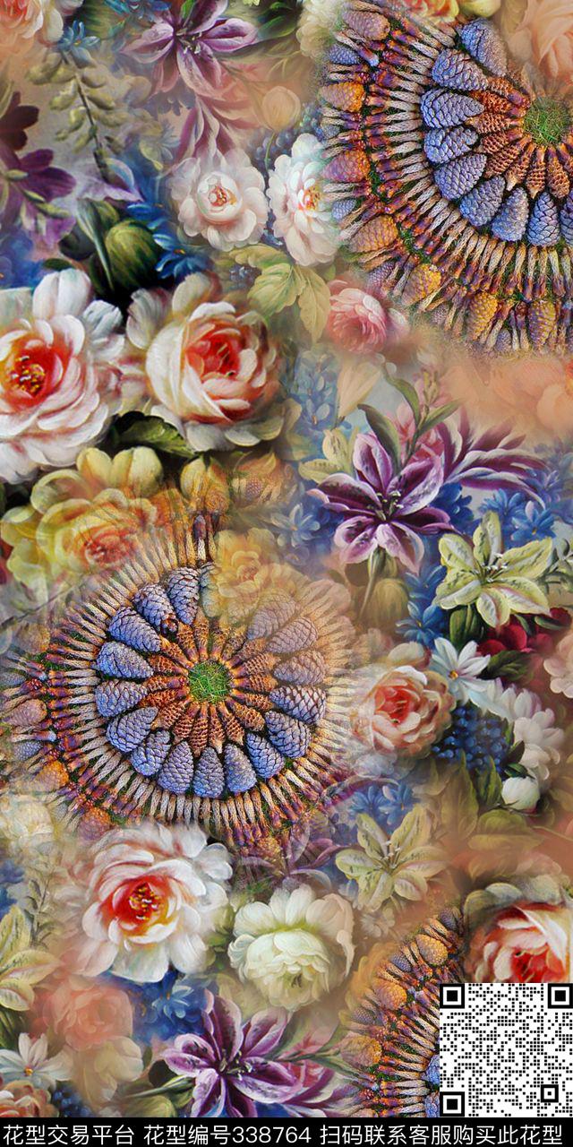 花卉数码印花华亿平台下载（图片编号: 338764） - 瓦栏（Walan）