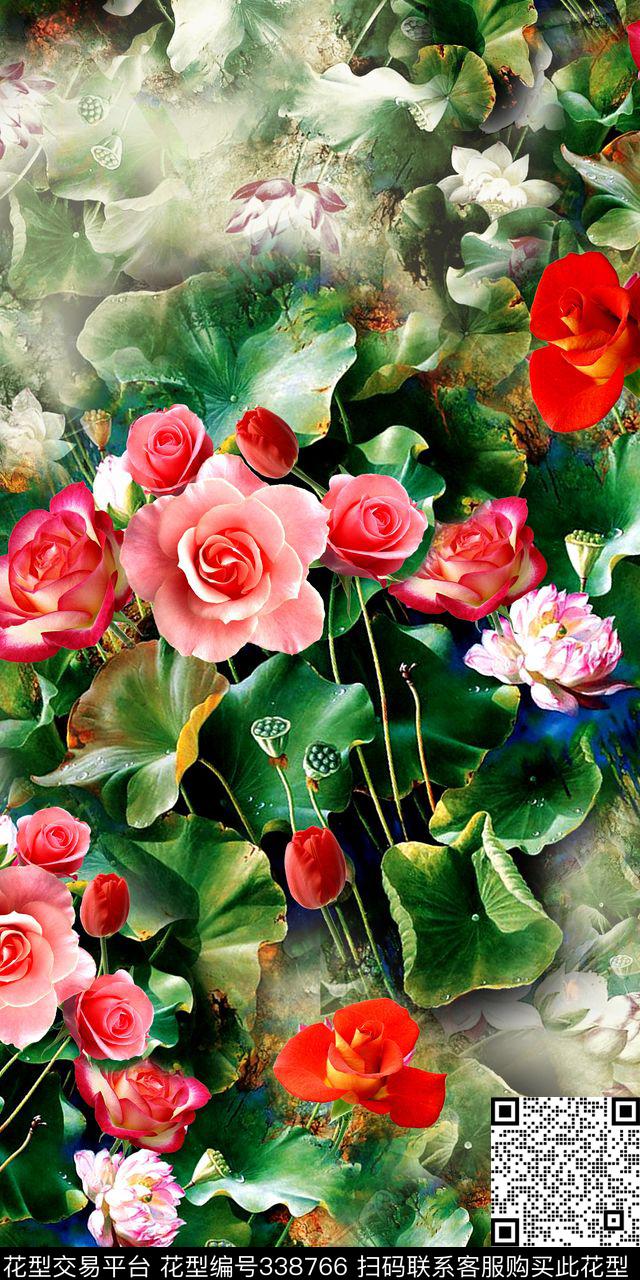 花卉数码印花华亿平台下载（图片编号: 338766） - 瓦栏（Walan）