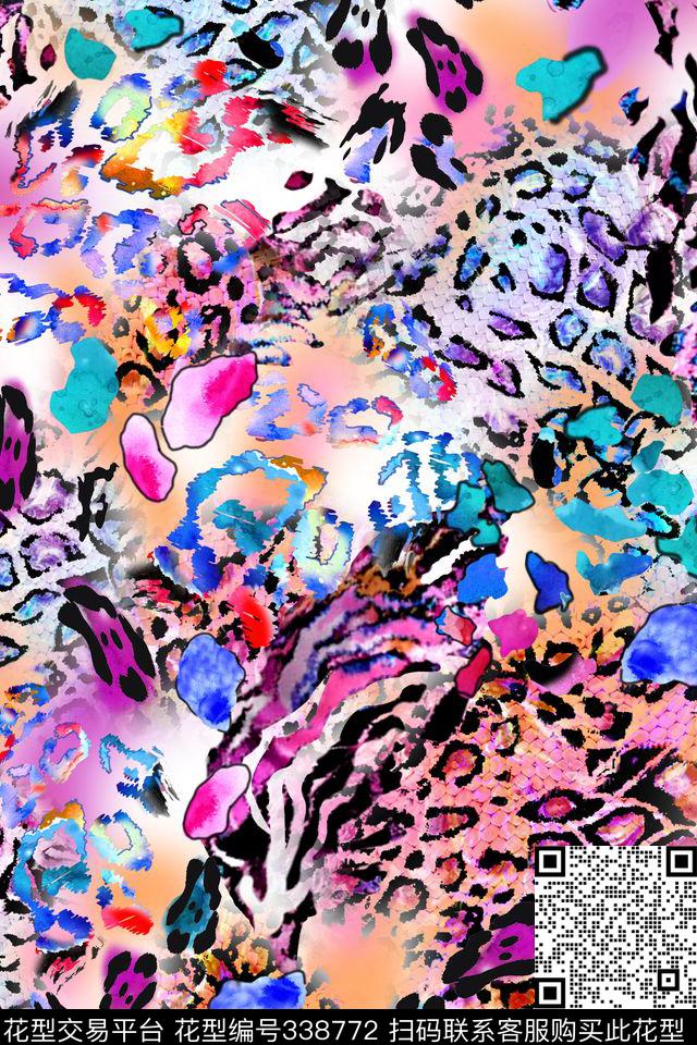 动物纹豹纹抽象数码印花华亿平台下载（图片编号: 338772） - 瓦栏（Walan）