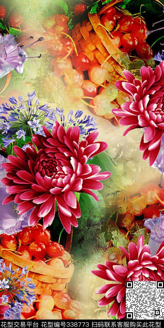 花卉数码印花华亿平台下载（图片编号: 338773） - 瓦栏（Walan）