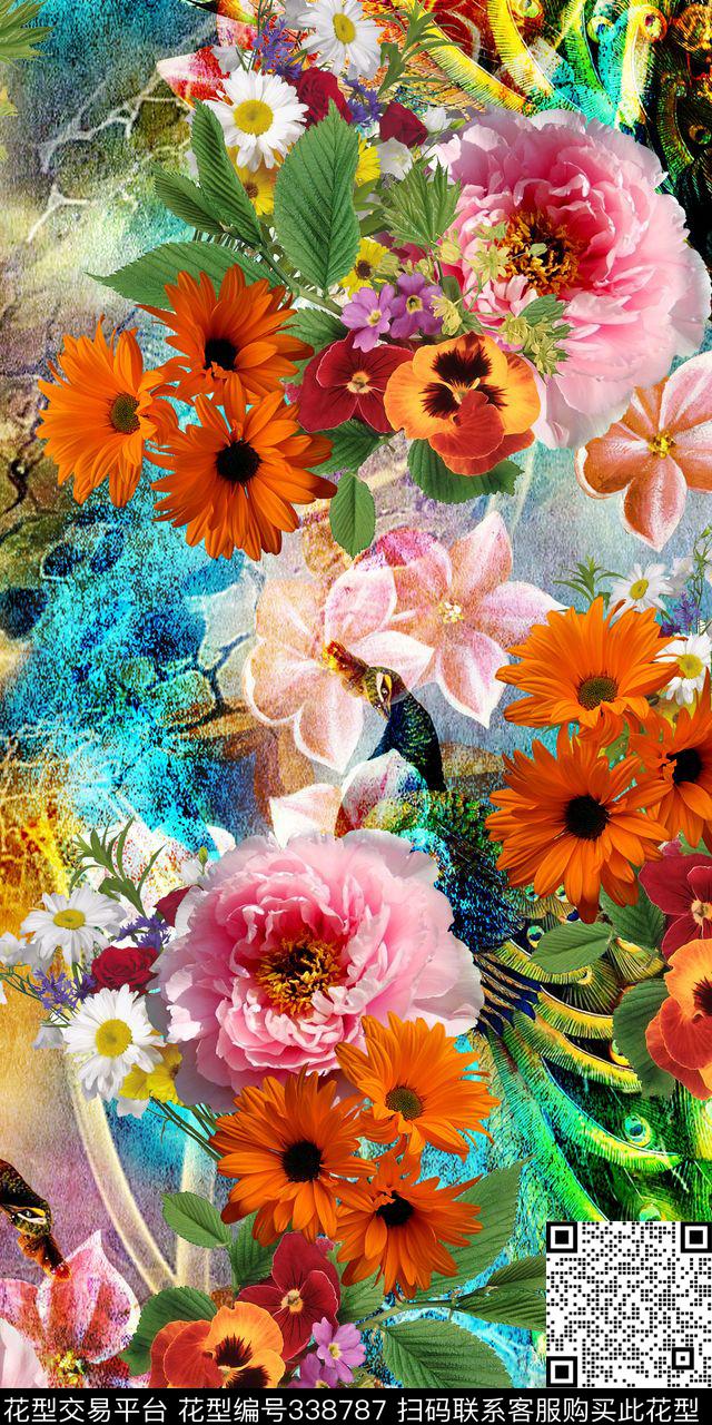 花卉数码印花华亿平台下载（图片编号: 338787） - 瓦栏（Walan）