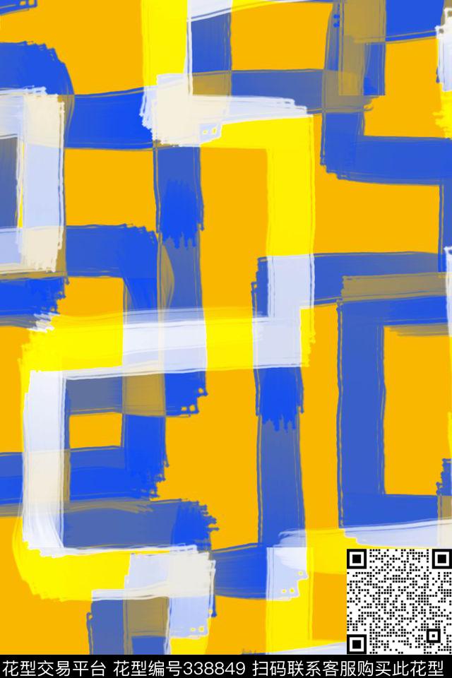 几何艺术笔触衬衫数码印花华亿平台下载（图片编号: 338849） - 瓦栏（Walan）