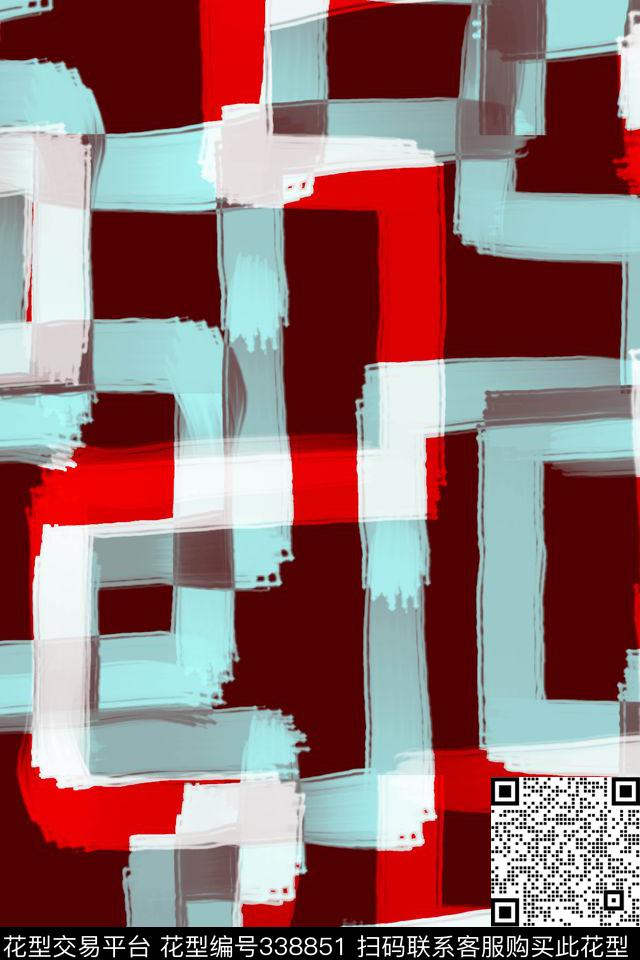 几何艺术笔触衬衫数码印花华亿平台下载（图片编号: 338851） - 瓦栏（Walan）
