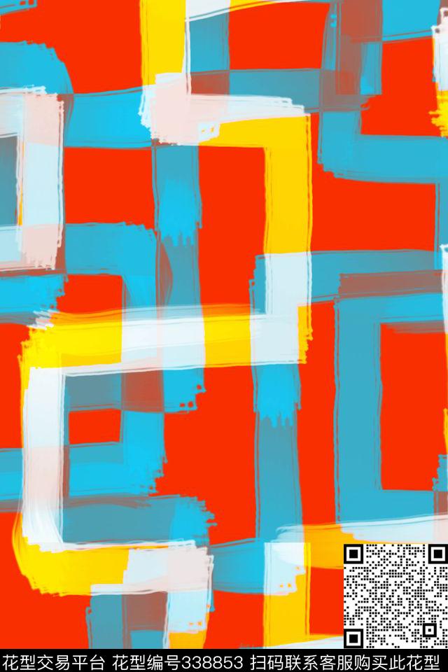 几何艺术笔触衬衫数码印花华亿平台下载（图片编号: 338853） - 瓦栏（Walan）