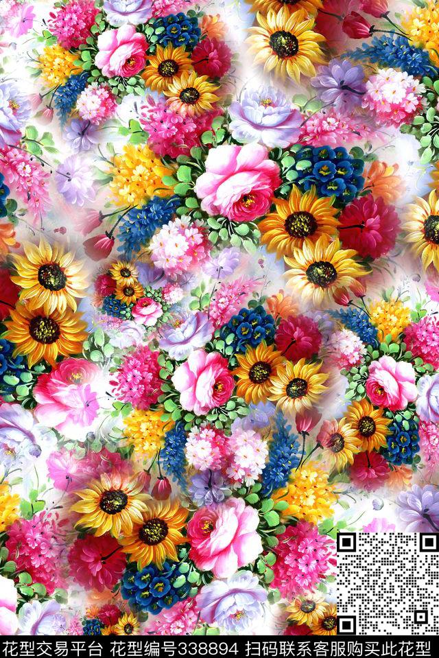 花卉数码印花华亿平台下载（图片编号: 338894） - 瓦栏（Walan）
