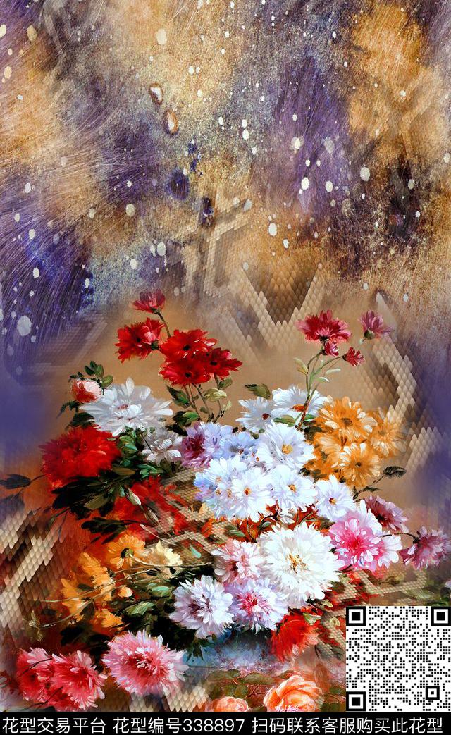 花卉数码印花华亿平台下载（图片编号: 338897） - 瓦栏（Walan）