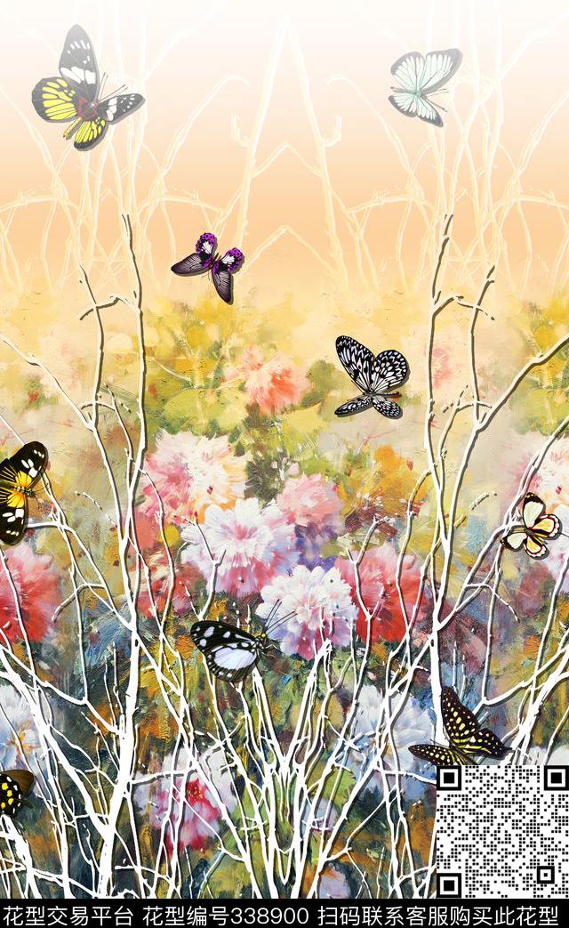花卉数码印花华亿平台下载（图片编号: 338900） - 瓦栏（Walan）