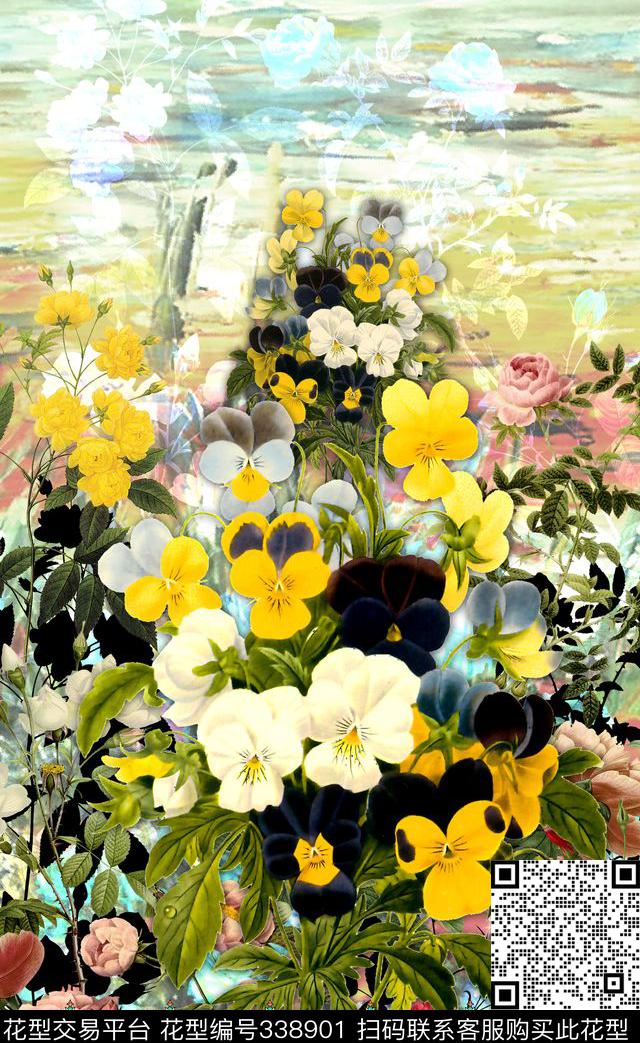 花卉数码印花华亿平台下载（图片编号: 338901） - 瓦栏（Walan）