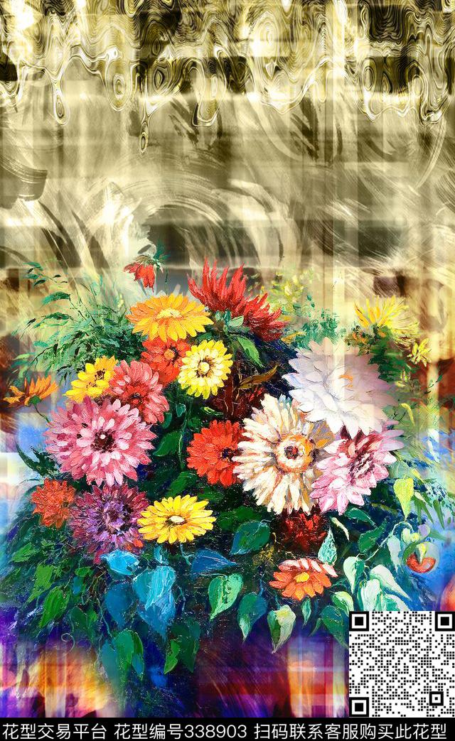 花卉数码印花华亿平台下载（图片编号: 338903） - 瓦栏（Walan）