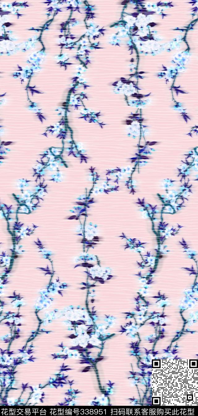 渐变桃花复古数码印花华亿平台下载（图片编号: 338951） - 瓦栏（Walan）