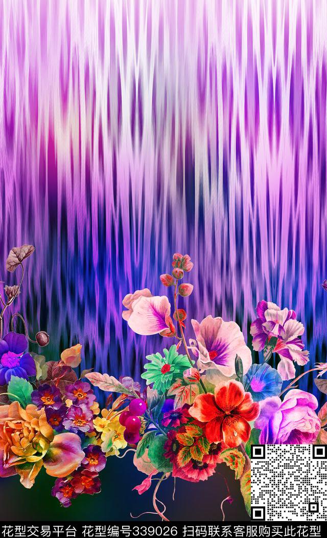 花卉动物纹定位数码印花华亿平台下载（图片编号: 339026） - 瓦栏（Walan）