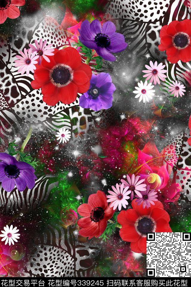 花卉数码印花华亿平台下载（图片编号: 339245） - 瓦栏（Walan）