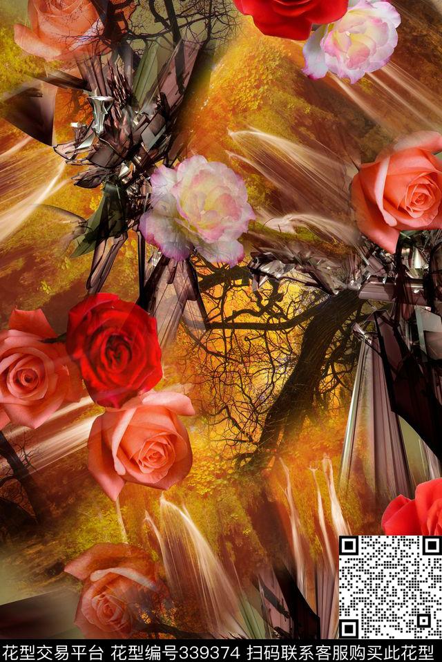 花卉数码印花华亿平台下载（图片编号: 339374） - 瓦栏（Walan）