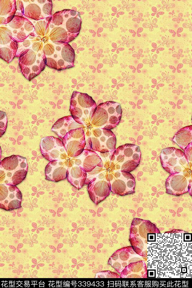 大花花卉小碎花传统印花华亿平台下载（图片编号: 339433） - 瓦栏（Walan）