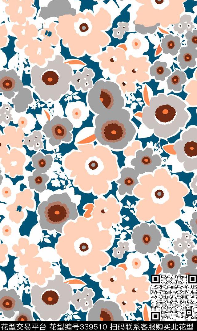花卉图案传统印花华亿平台下载（图片编号: 339510） - 瓦栏（Walan）