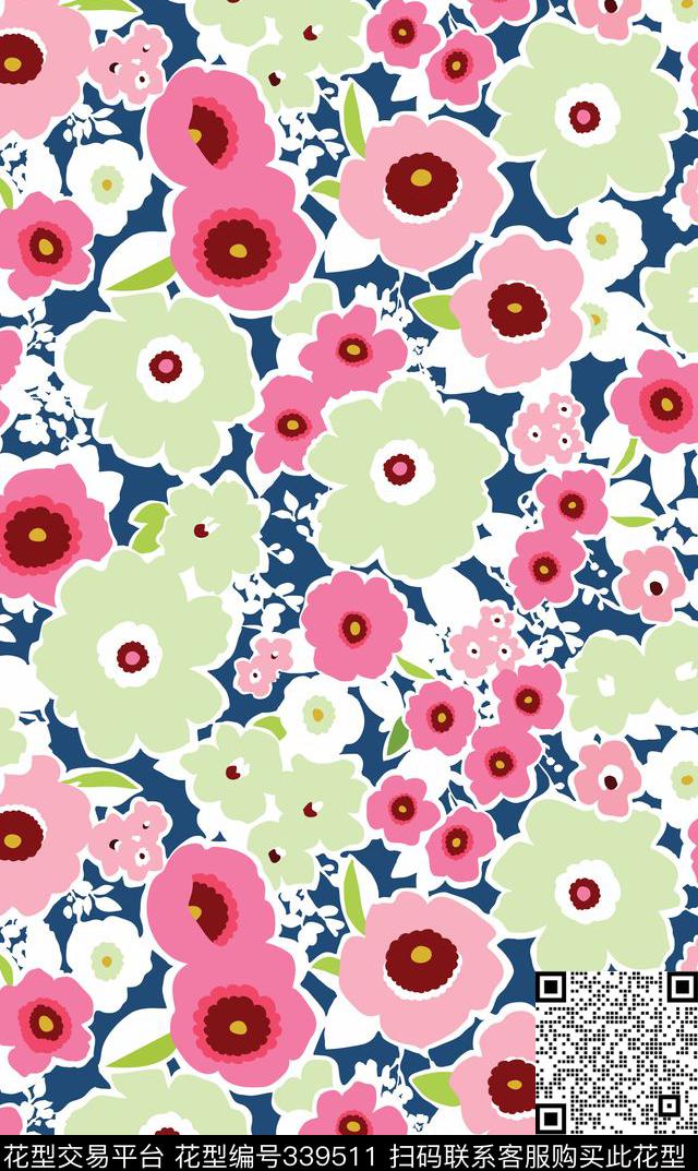花卉图案传统印花华亿平台下载（图片编号: 339511） - 瓦栏（Walan）