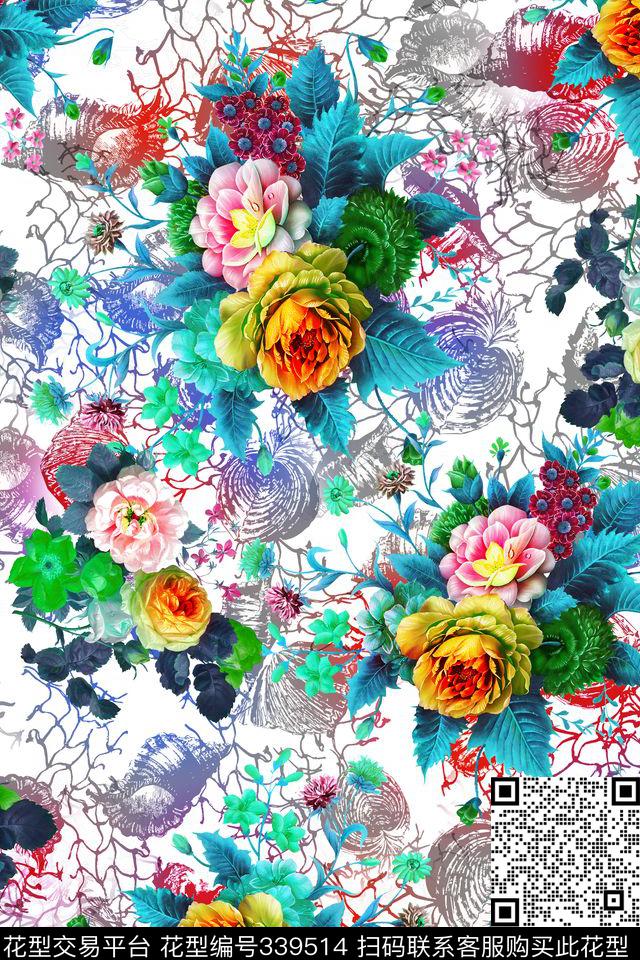 花卉数码印花华亿平台下载（图片编号: 339514） - 瓦栏（Walan）