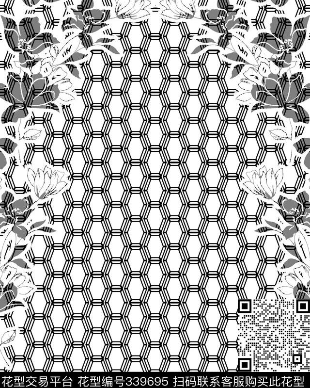 定位黑白传统印花华亿平台下载（图片编号: 339695） - 瓦栏（Walan）