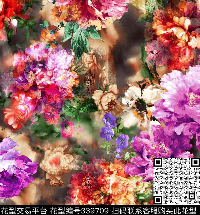 花卉数码印花华亿平台下载（图片编号: 339709） - 瓦栏（Walan）