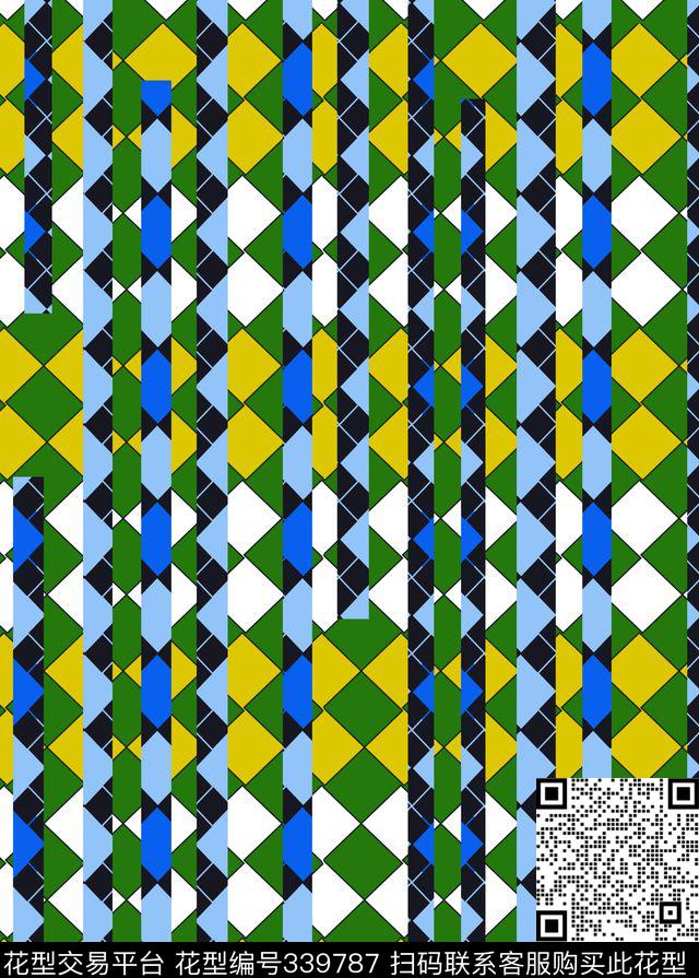 几何格子条纹传统印花华亿平台下载（图片编号: 339787） - 瓦栏（Walan）