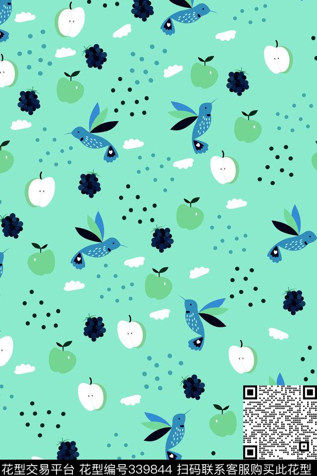 鸟图苹果数码印花华亿平台下载（图片编号: 339844） - 瓦栏（Walan）