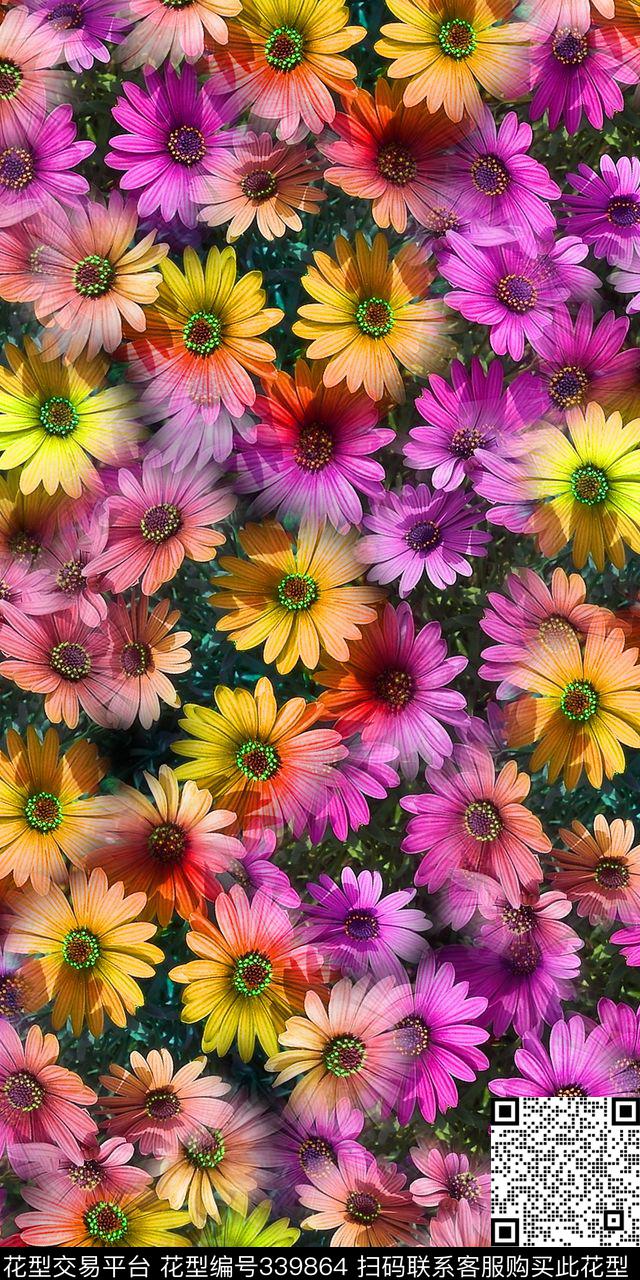 时尚大气小花数码印花华亿平台下载（图片编号: 339864） - 瓦栏（Walan）