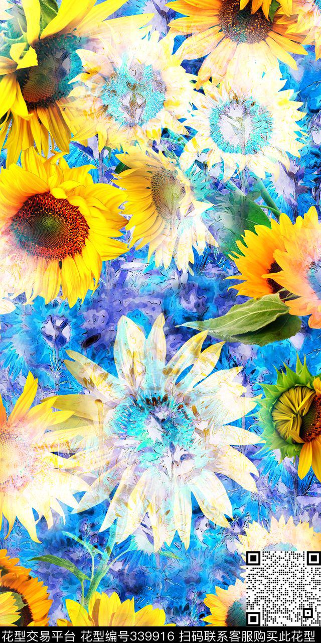 花卉组合数码印花华亿平台下载（图片编号: 339916） - 瓦栏（Walan）