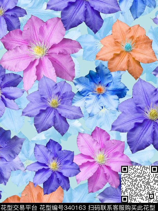 花卉数码印花华亿平台下载（图片编号: 340163） - 瓦栏（Walan）