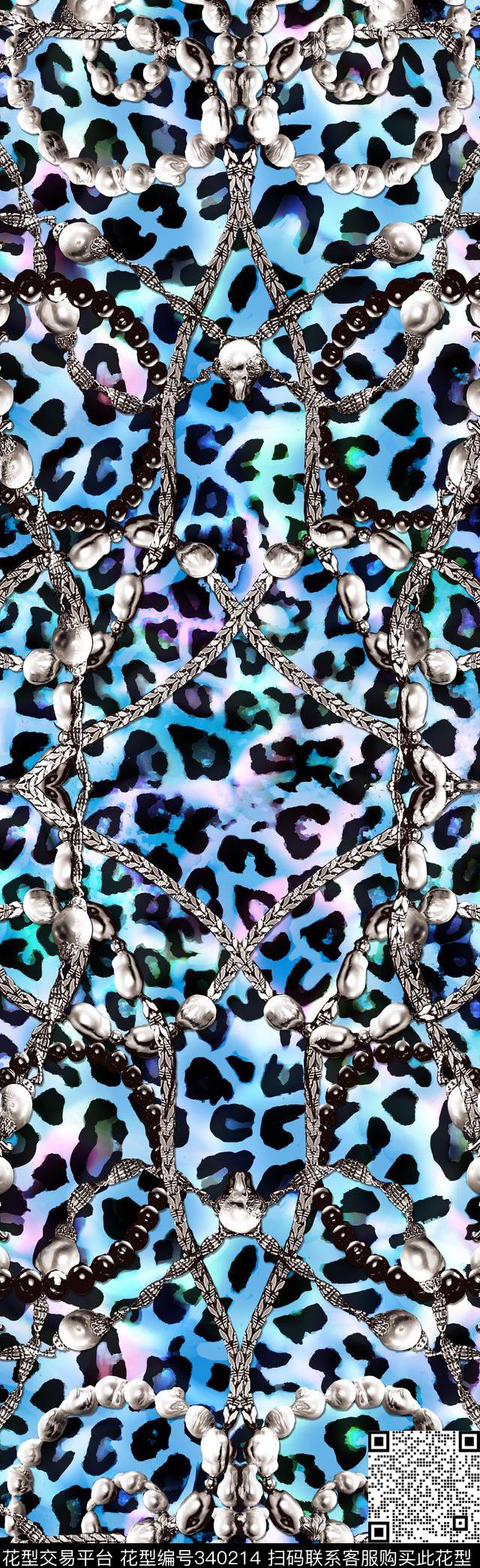 豹纹动物纹欧式花边数码印花华亿平台下载（图片编号: 340214） - 瓦栏（Walan）