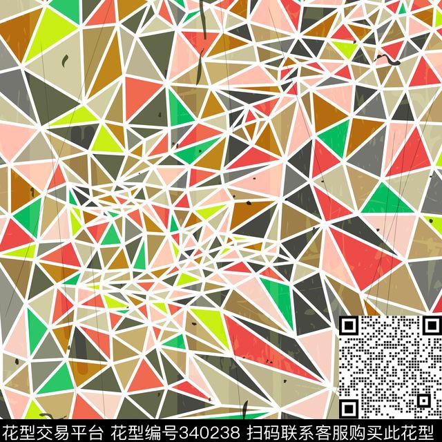 色块现代三角形传统印花华亿平台下载（图片编号: 340238） - 瓦栏（Walan）