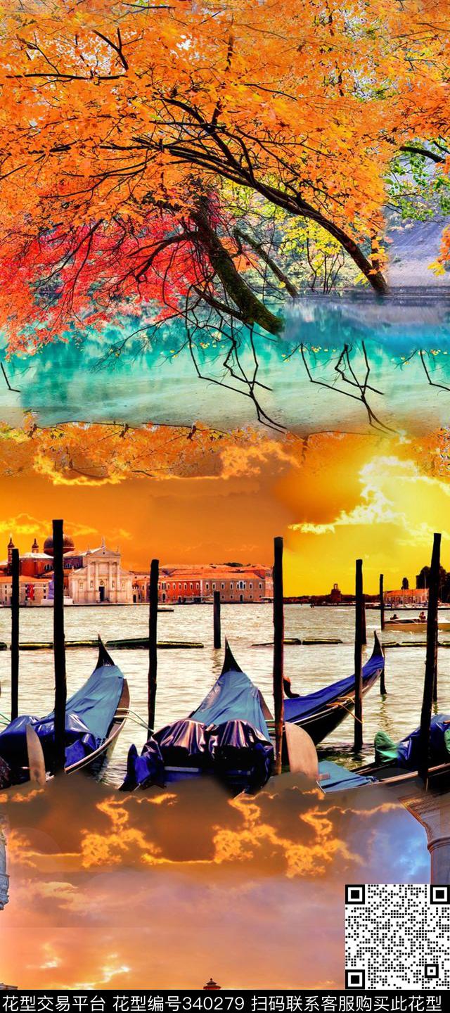 男女泳装四方连续风景景观数码印花华亿平台下载（图片编号: 340279） - 瓦栏（Walan）