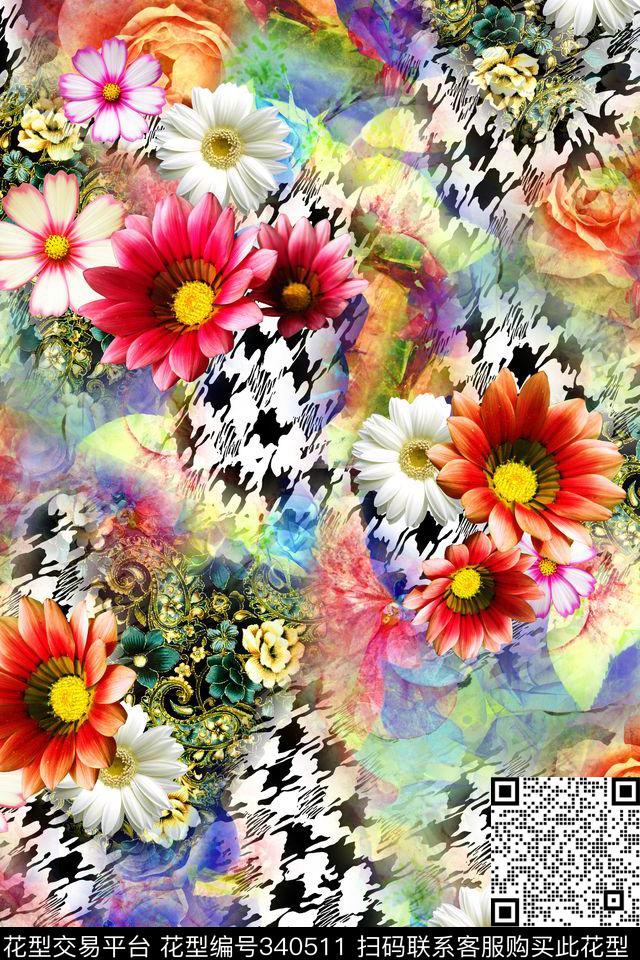 花卉数码印花华亿平台下载（图片编号: 340511） - 瓦栏（Walan）