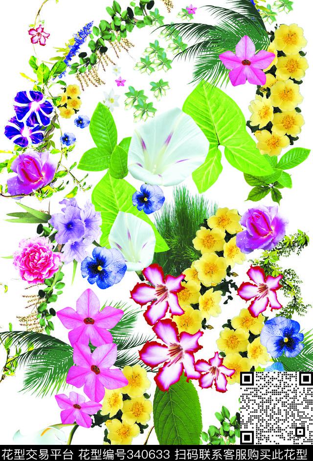 花卉数码印花华亿平台下载（图片编号: 340633） - 瓦栏（Walan）