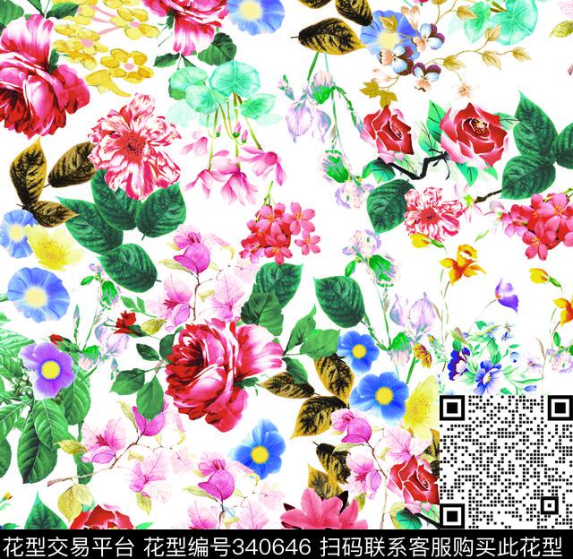 花卉传统印花华亿平台下载（图片编号: 340646） - 瓦栏（Walan）