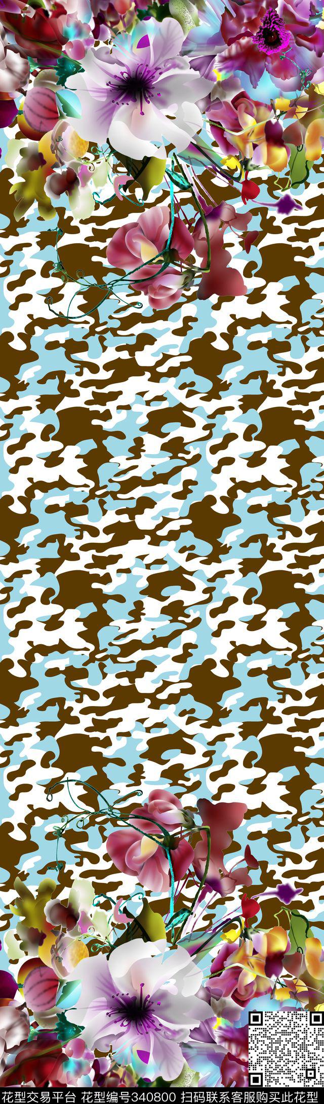 迷彩花卉混搭数码印花华亿平台下载（图片编号: 340800） - 瓦栏（Walan）