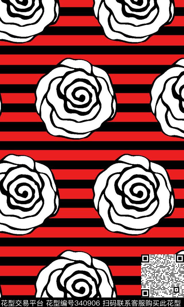 传统印花条纹花卉条纹传统印花华亿平台下载（图片编号: 340906） - 瓦栏（Walan）