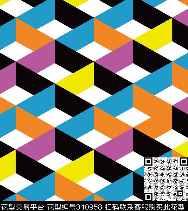 几何格子传统印花华亿平台下载（图片编号: 340958） - 瓦栏（Walan）