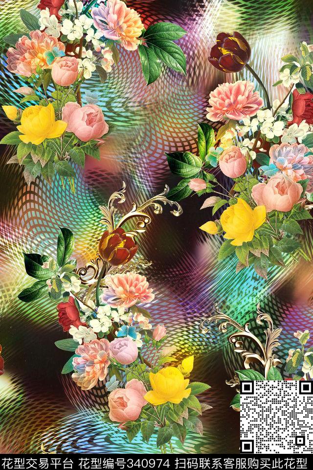 花卉数码印花华亿平台下载（图片编号: 340974） - 瓦栏（Walan）