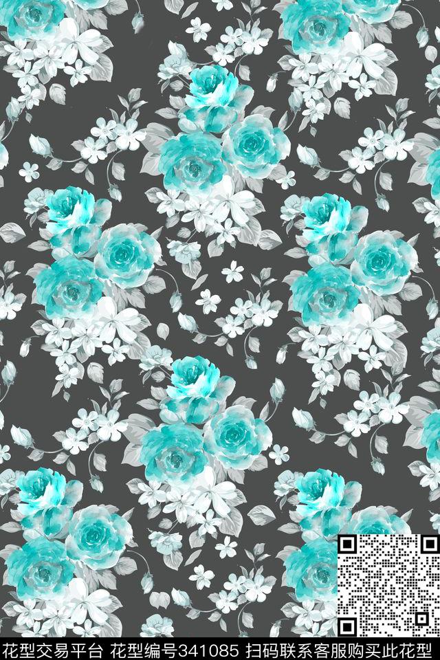 花重复数码印花华亿平台下载（图片编号: 341085） - 瓦栏（Walan）