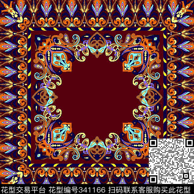 围巾图案传统印花华亿平台下载（图片编号: 341166） - 瓦栏（Walan）