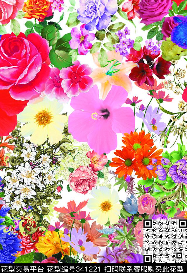 花卉数码印花华亿平台下载（图片编号: 341221） - 瓦栏（Walan）