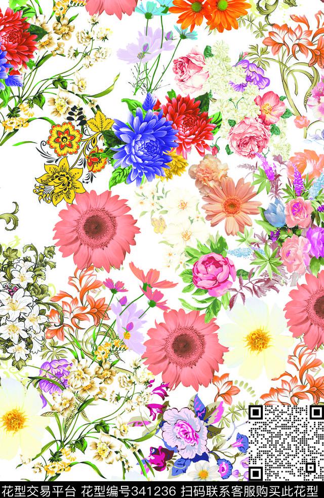 花卉数码印花华亿平台下载（图片编号: 341236） - 瓦栏（Walan）