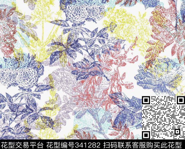花卉花朵传统印花华亿平台下载（图片编号: 341282） - 瓦栏（Walan）