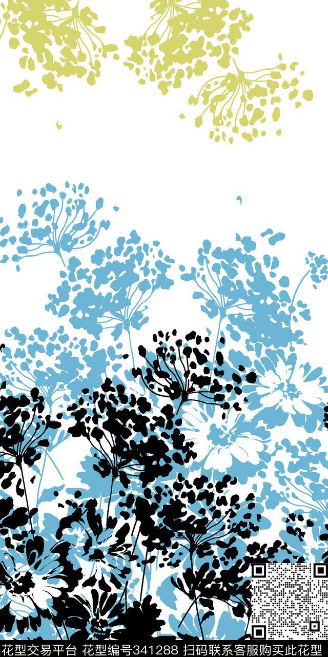 传统印花花卉剪影花卉传统印花华亿平台下载（图片编号: 341288） - 瓦栏（Walan）